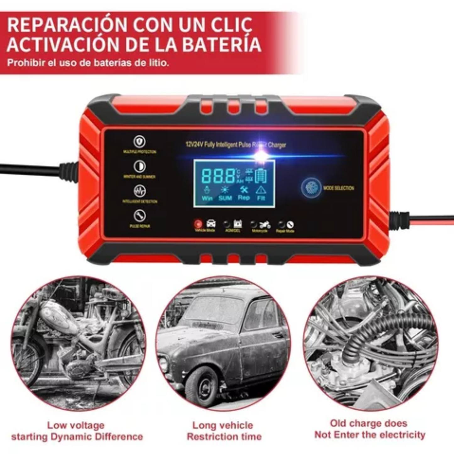 ARRANCADOR/REPARADOR DE BATERÍAS PORTÁTIL