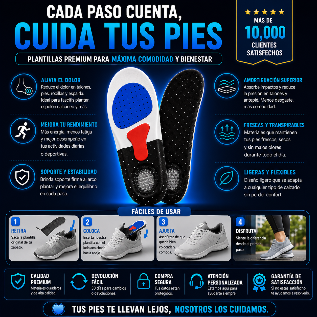 Plantillas Ortopédicas | Alivia Dolor de Pies y Fascitis Plantar + ENVÍO GRATIS 🚚