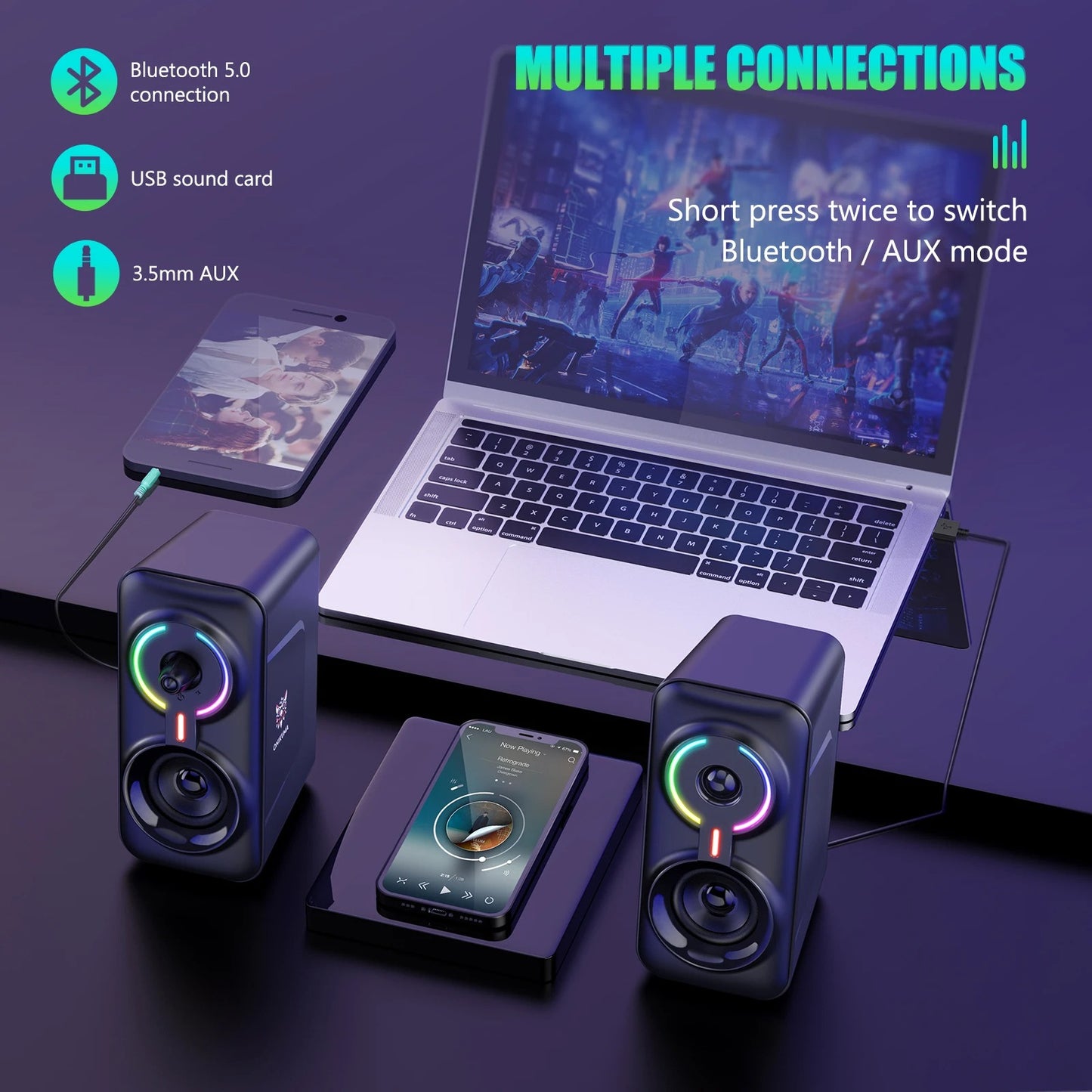 PARLANTES ALTAVOZ ONIKUMA RGB MULTIMEDIA L6