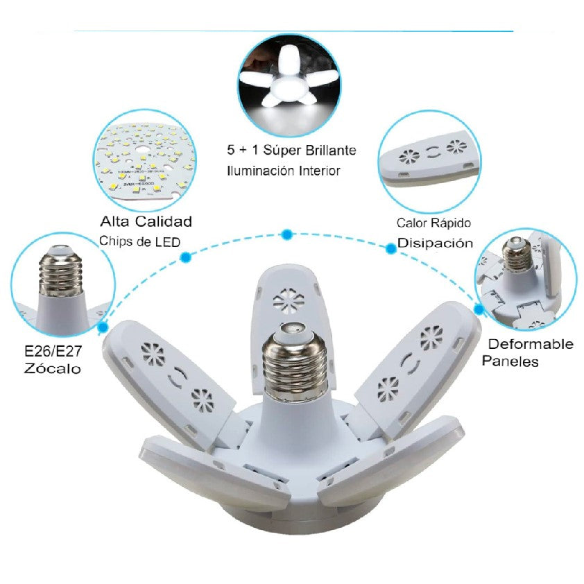 AMPOLLETA LED DE 5 ASPAS Y 55W