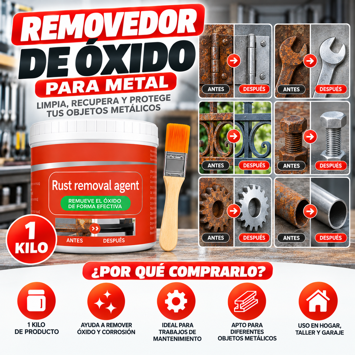 🧽 Removedor de Óxido para Metal 1 Kilo