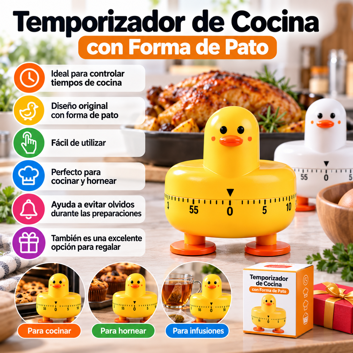 Temporizador de Cocina con Forma de Pato