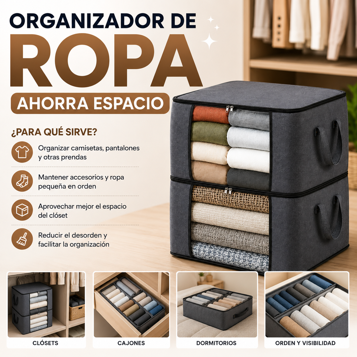 Organizador de Ropa Ahorra Espacio