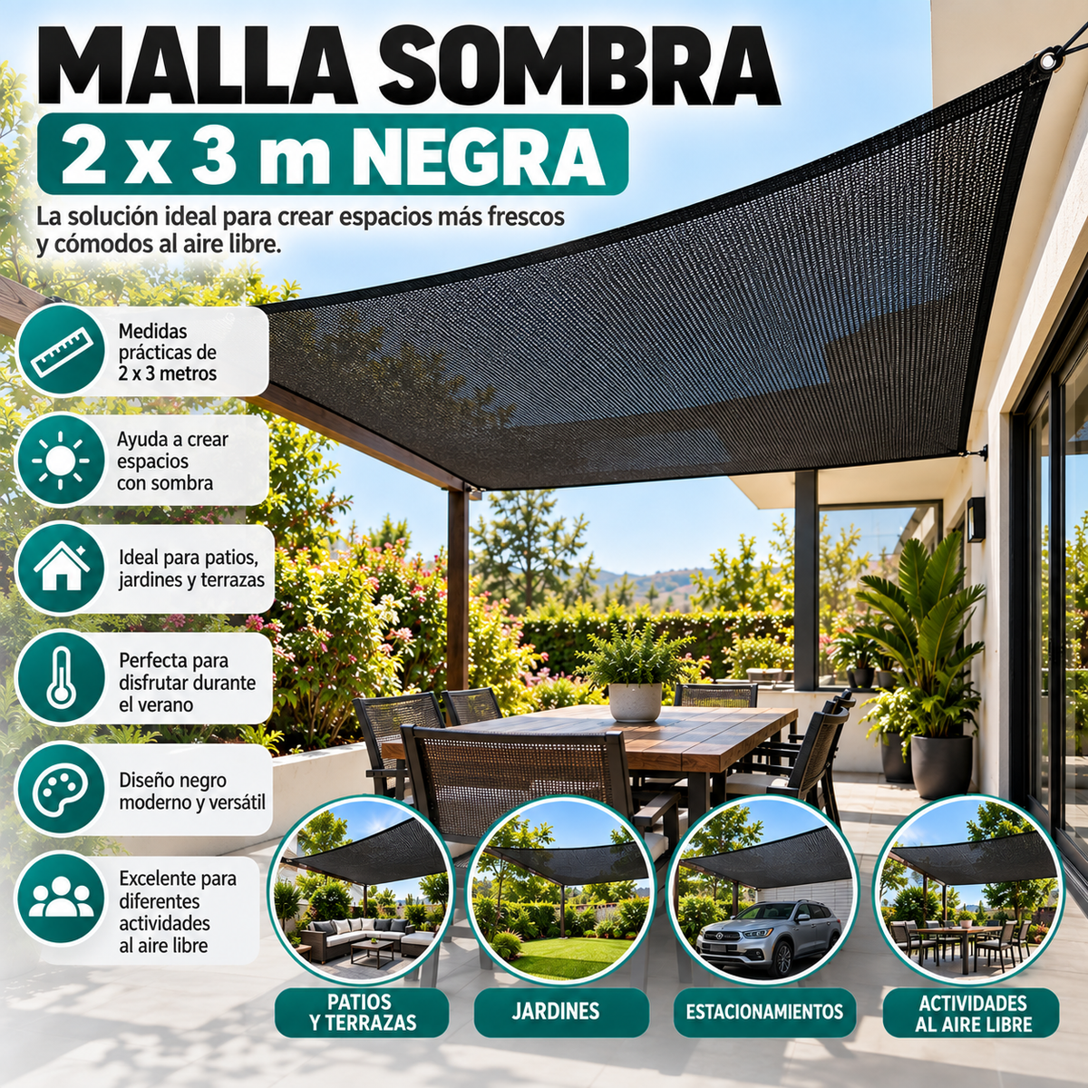 Malla Sombra 2x3 m Negra