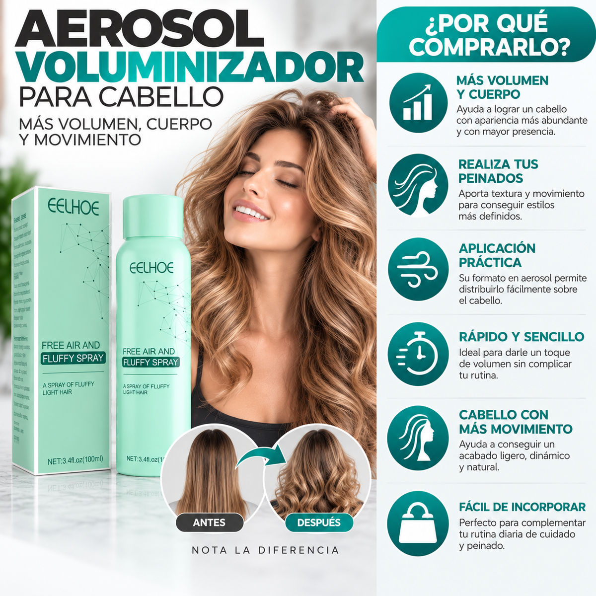 Aerosol Voluminizador para Cabello
