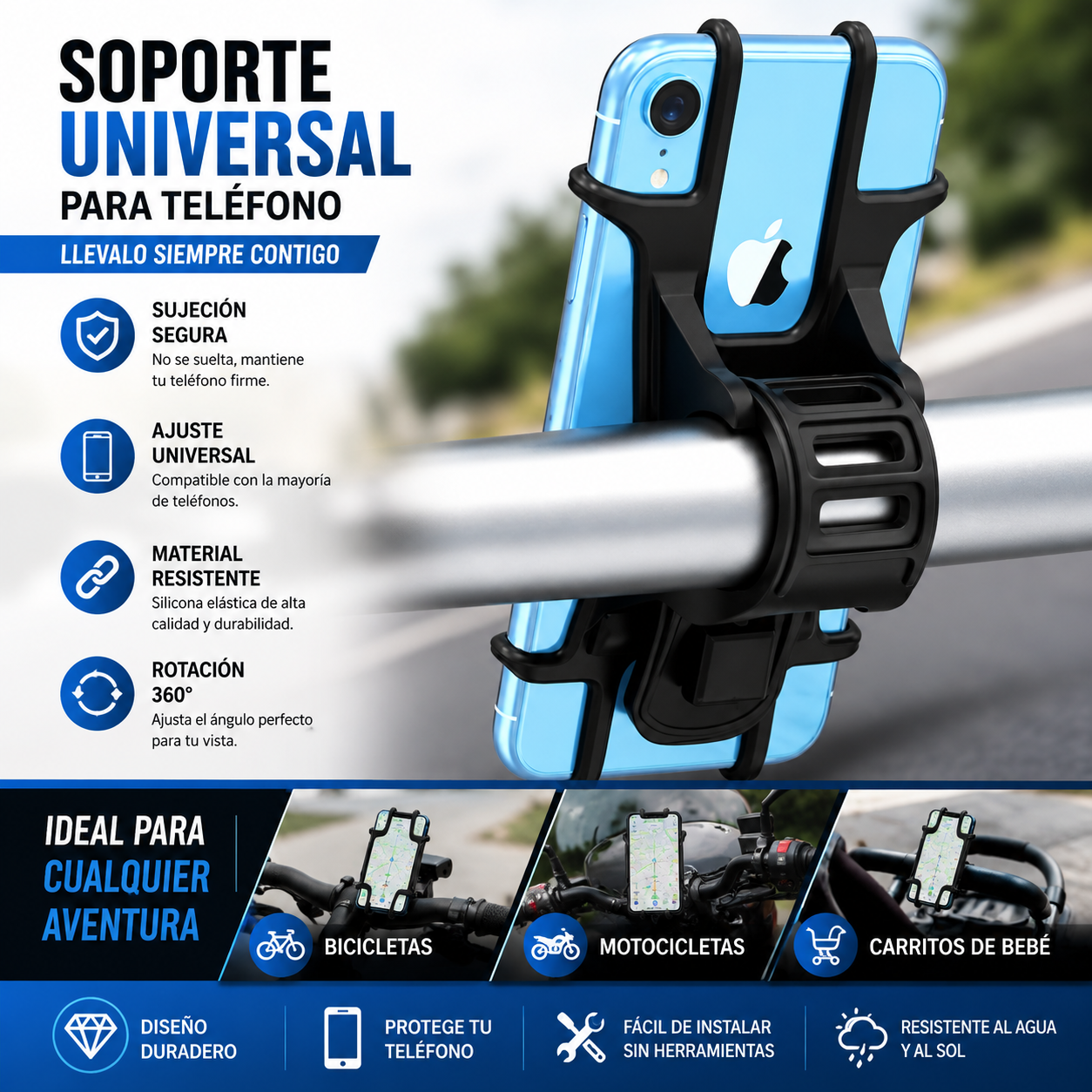 Soporte Telefono Para Bicicleta Moto Ela
