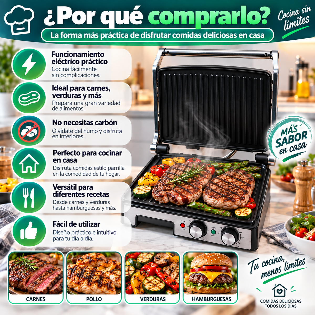 Asador Eléctrico Versátil para Chef