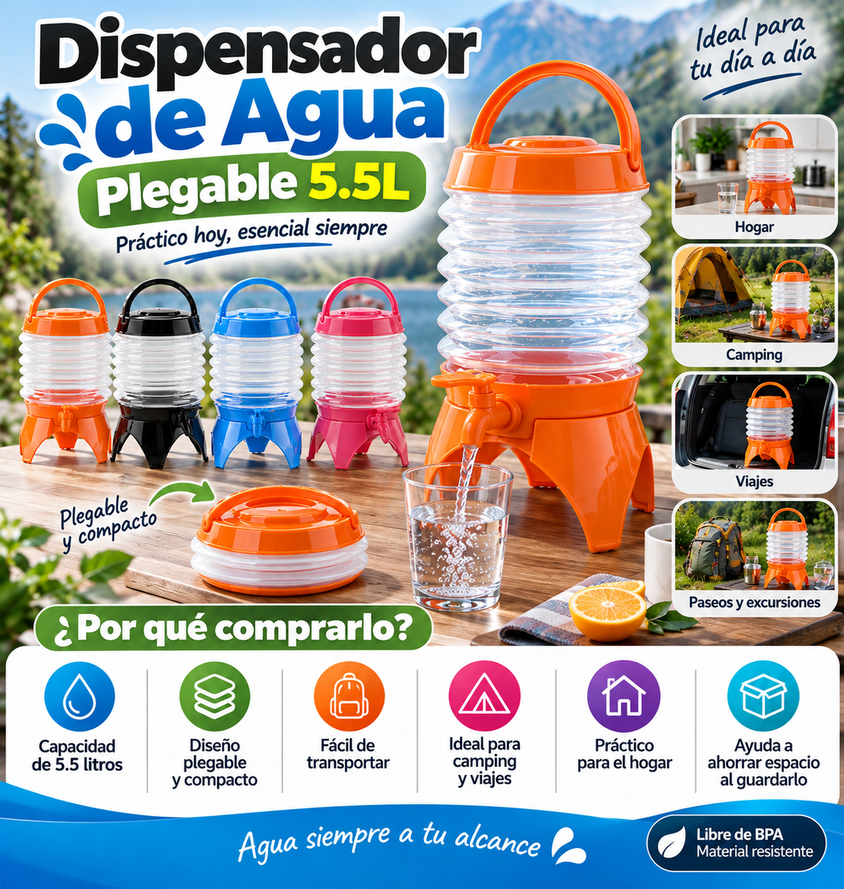 Dispensador de Agua Plegable 5.5L