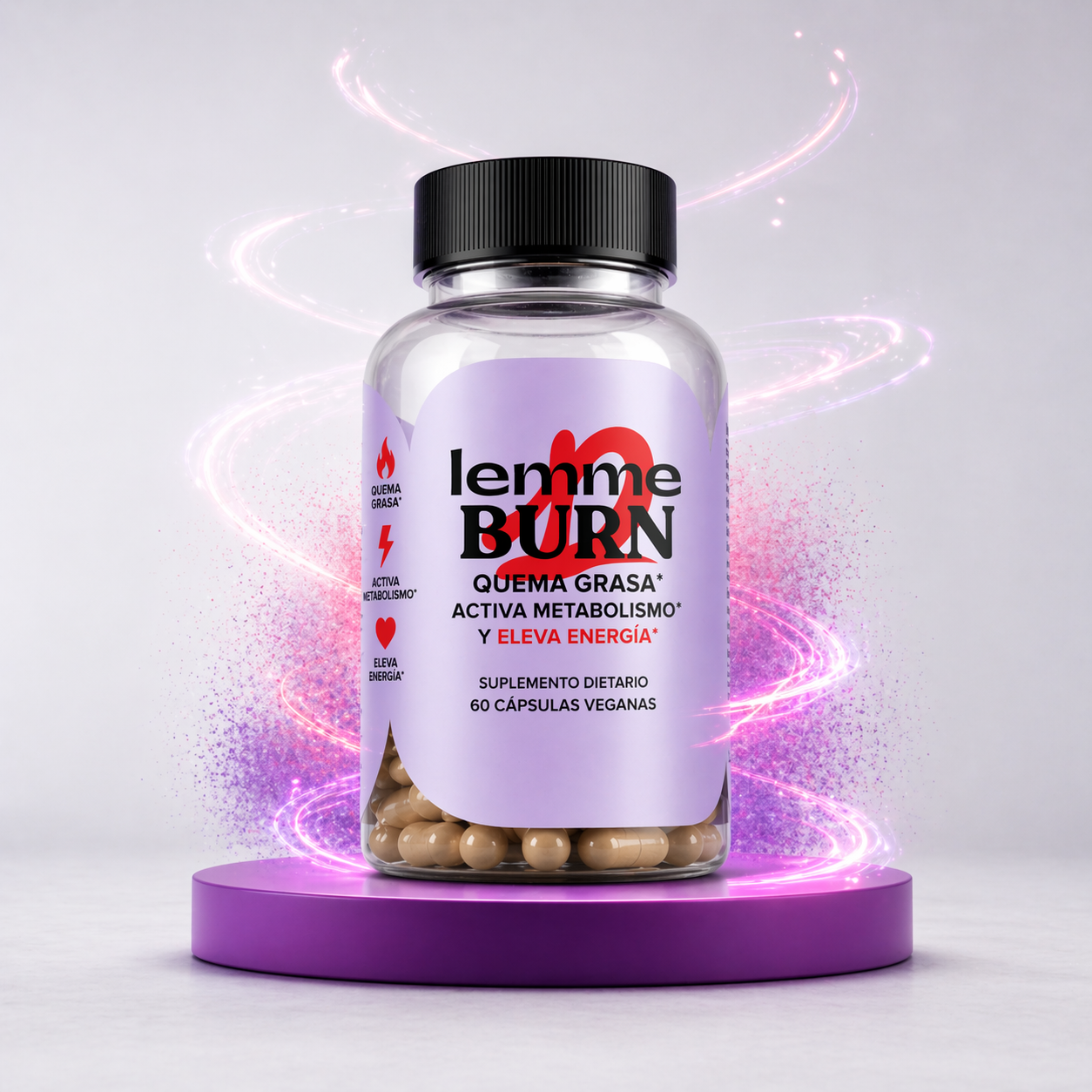 1 Botella Lemme Burn, Quema Grasa, Activa Metabolismo Y Eleva Energía, 60 Cápsulas.