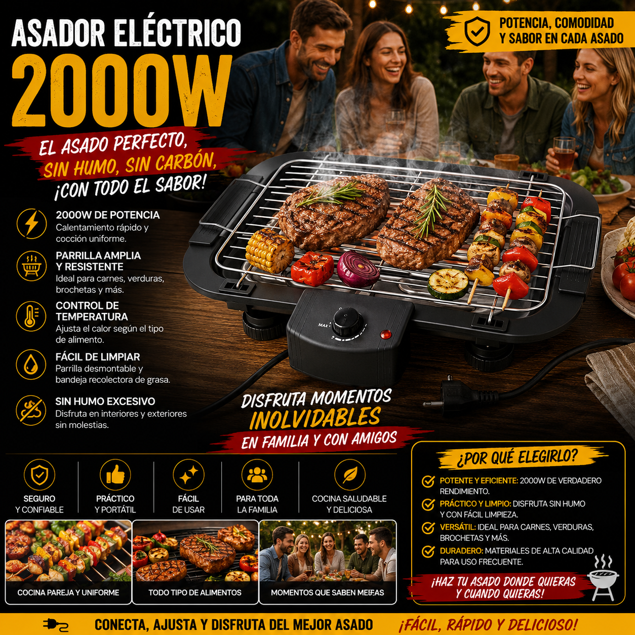 Asador Eléctrico 2000W