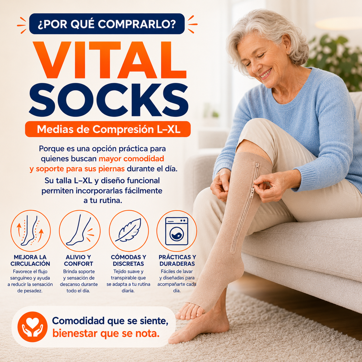 Vital Socks Medias de Compresión L–XL