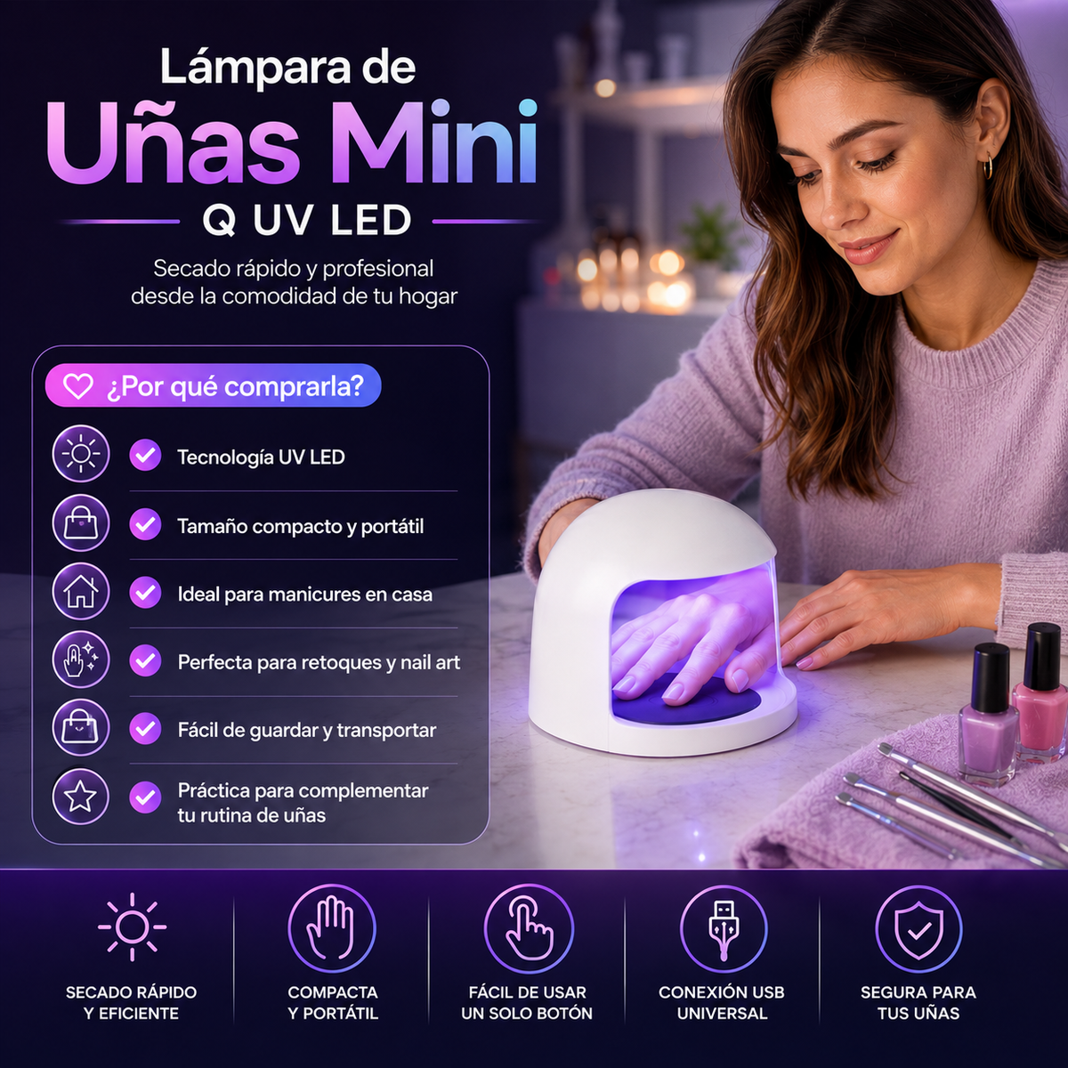 Lámpara de Uñas Mini Q UV LED