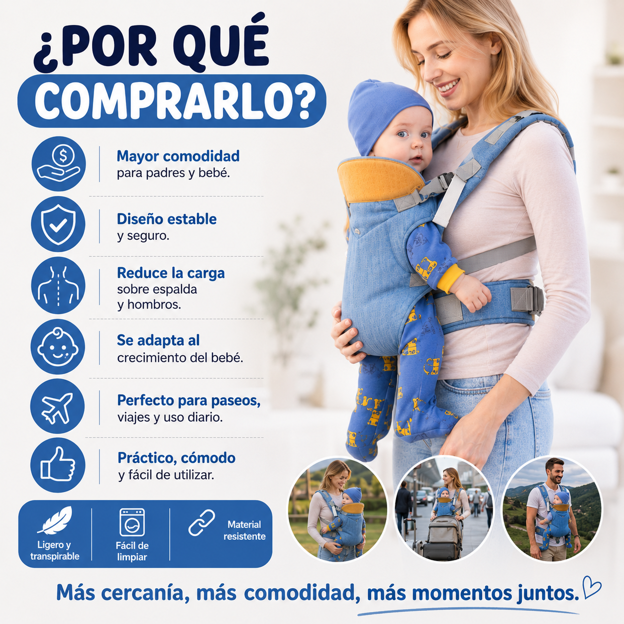 🍼 Portabebé Ergonómico Multifuncional