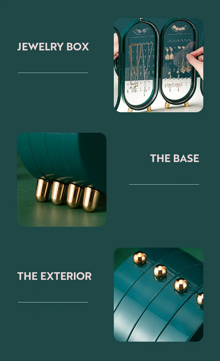 Joyero plegable escritorio con espejo para mujer