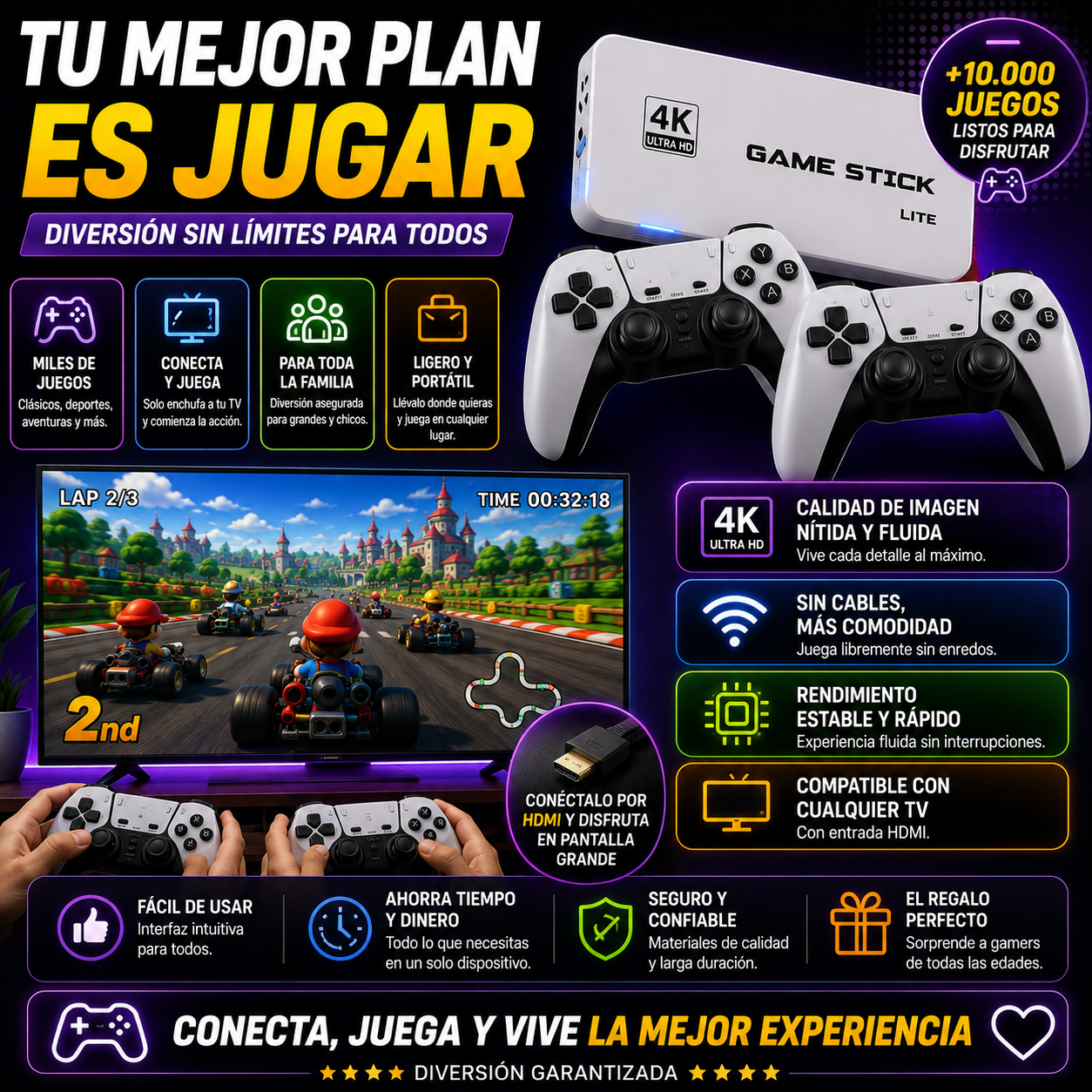 Consola Juegos RETRO GAME STICK PRO-20.000 JUEGOS+ ENVÍO GRATIS 🚚