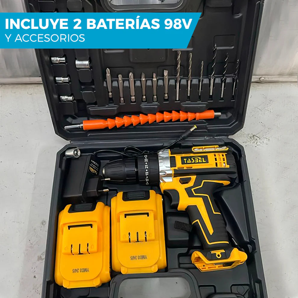 TALADRO PERCUTOR PORTÁTIL DOBLE BATERÍA