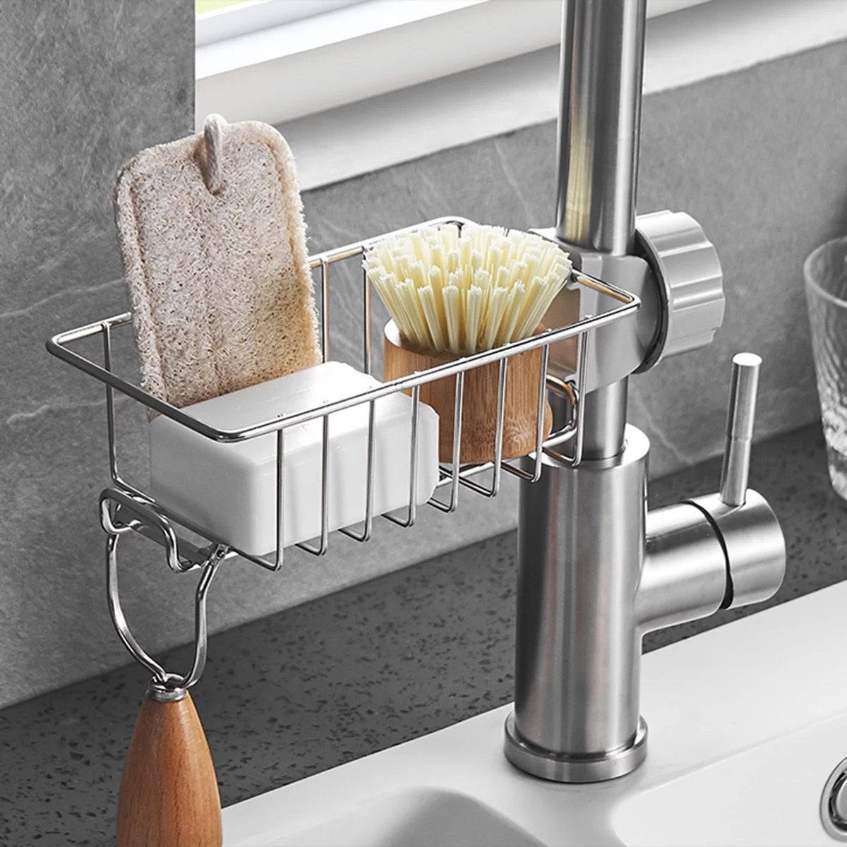 Escurridor de acero inoxidable para fregadero de cocina
