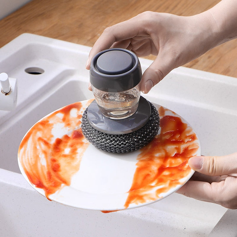 Dispensador automático de jabón para cocina, cepillo de palma para lavar platos