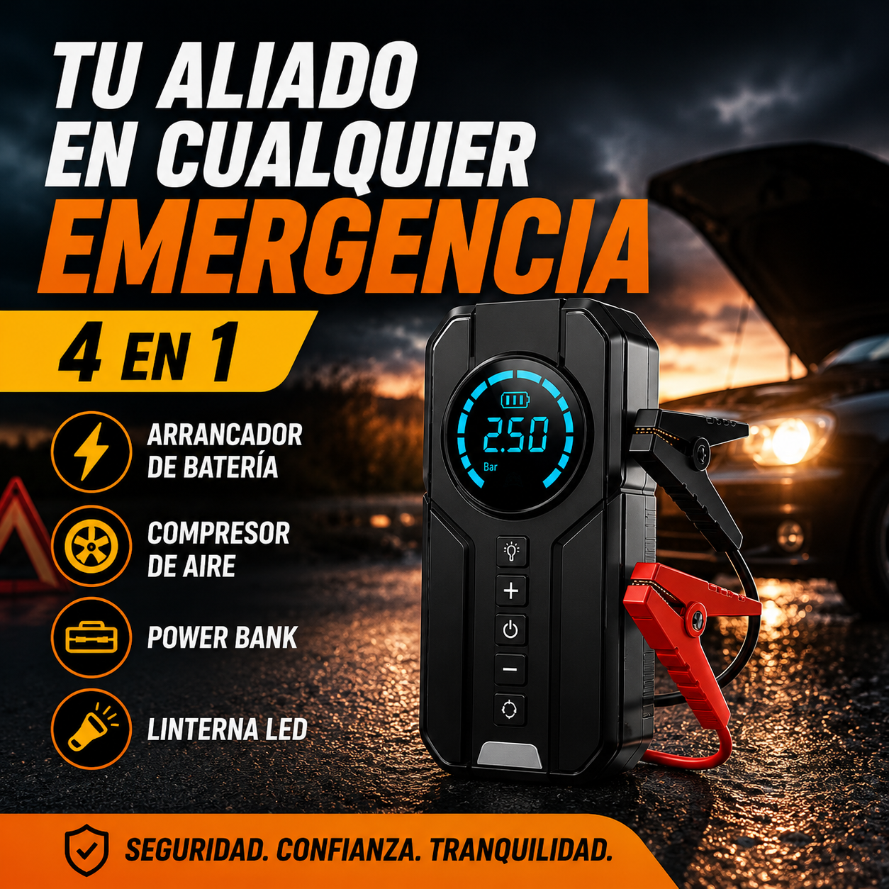 Compresor de Aire y Arrancador de Batería+ ENVÍO GRATIS 🚚