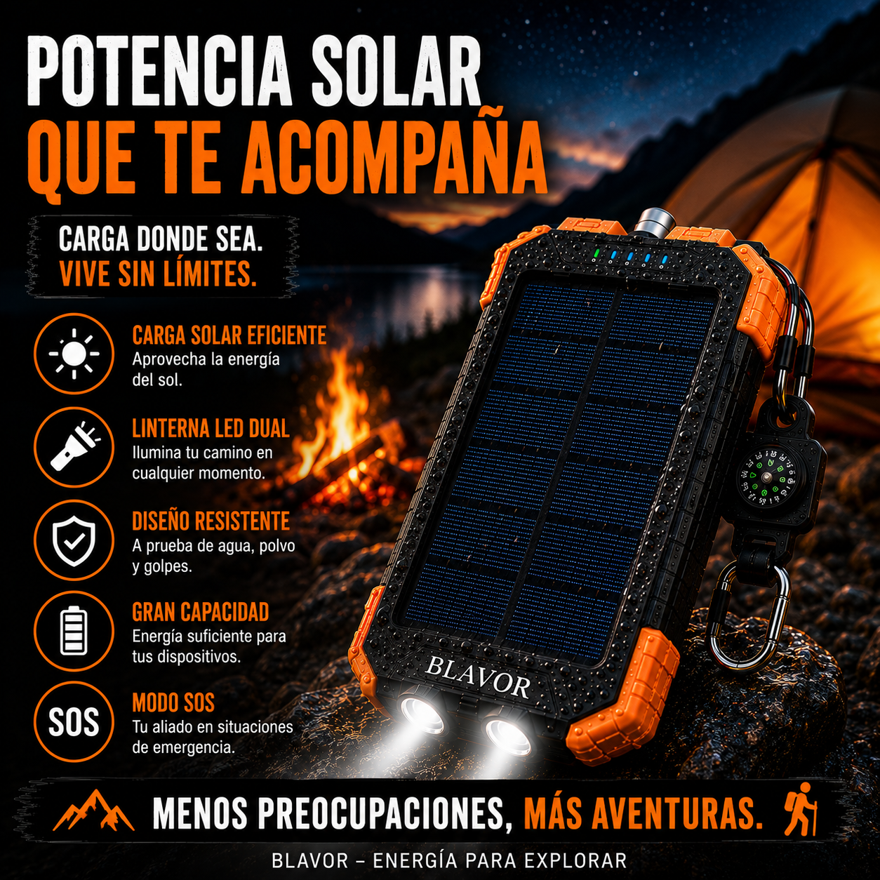 Power Bank Solar BLAVOR – Energía Extrema para Todas Tus Aventuras+ ENVÍO GRATIS 🚚