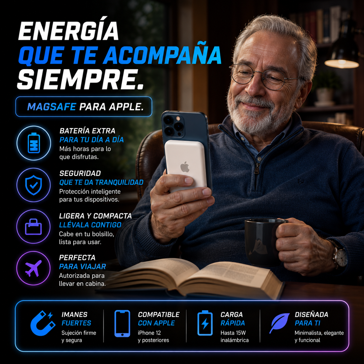 Batería Magsafe para productos Apple-Energía sin límites + ENVÍO GRATIS 🚚