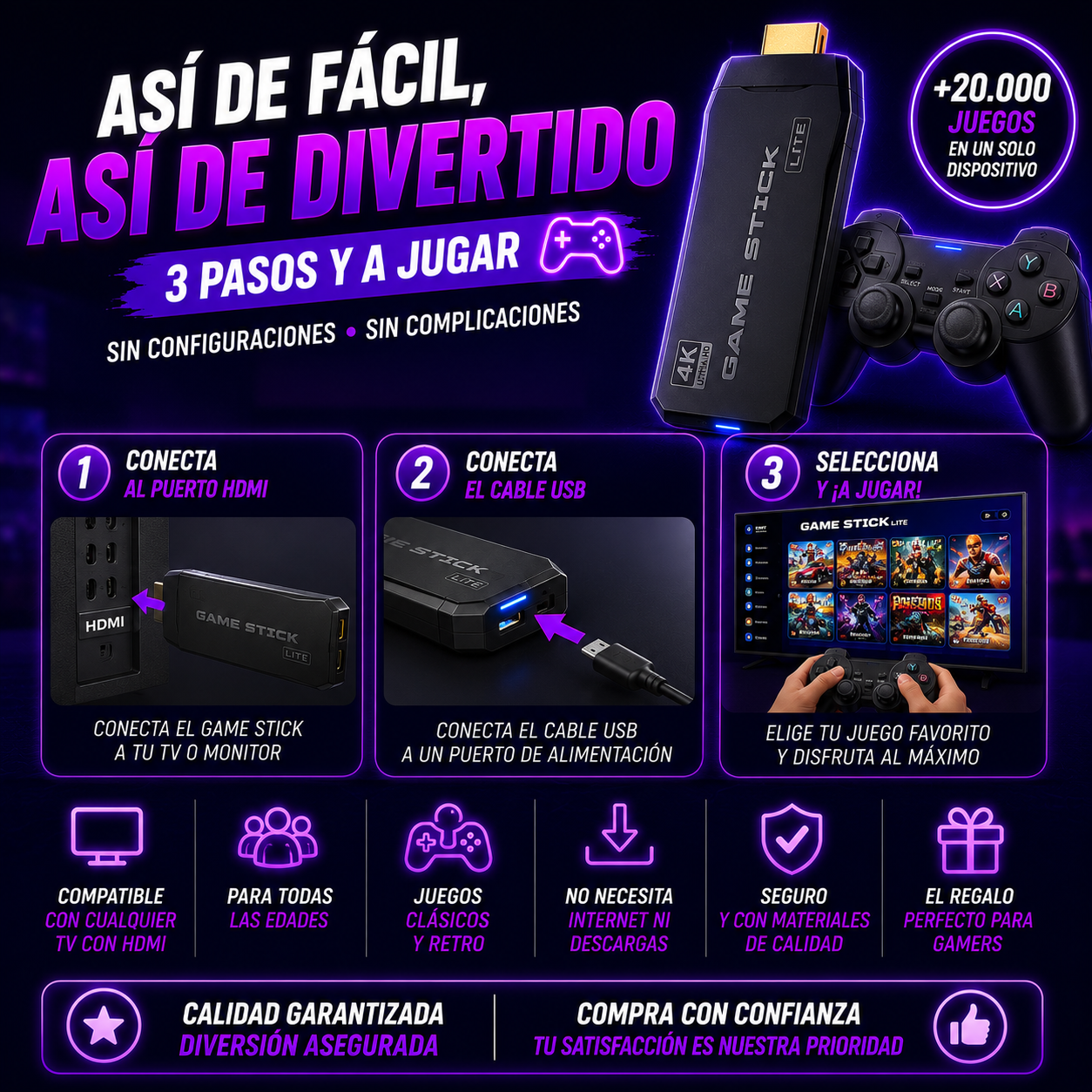 Game Stick- 20.000 Juegos Consolas Retro+ ENVÍO GRATIS 🚚