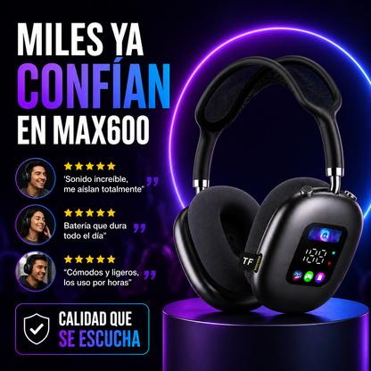 Akz Max600 Auriculares Inalámbricos Over-Ear con Pantalla Digital