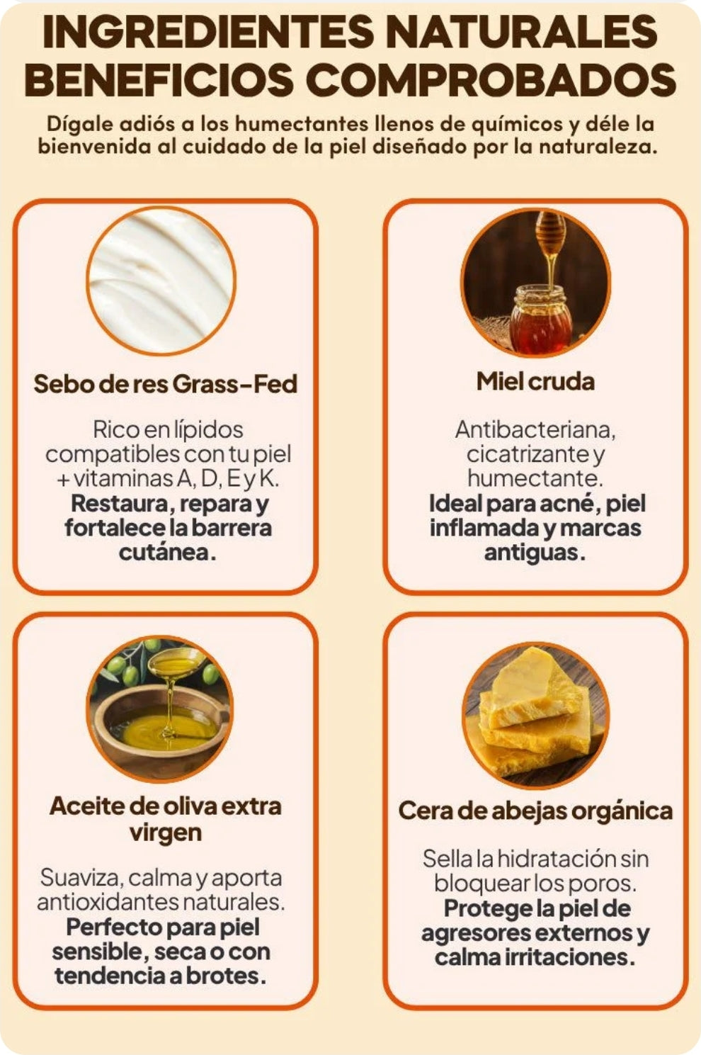 Bálsamo Orgánico de Sebo de Res y Miel-Elimina estrías, acné y líneas de expresión en segundos