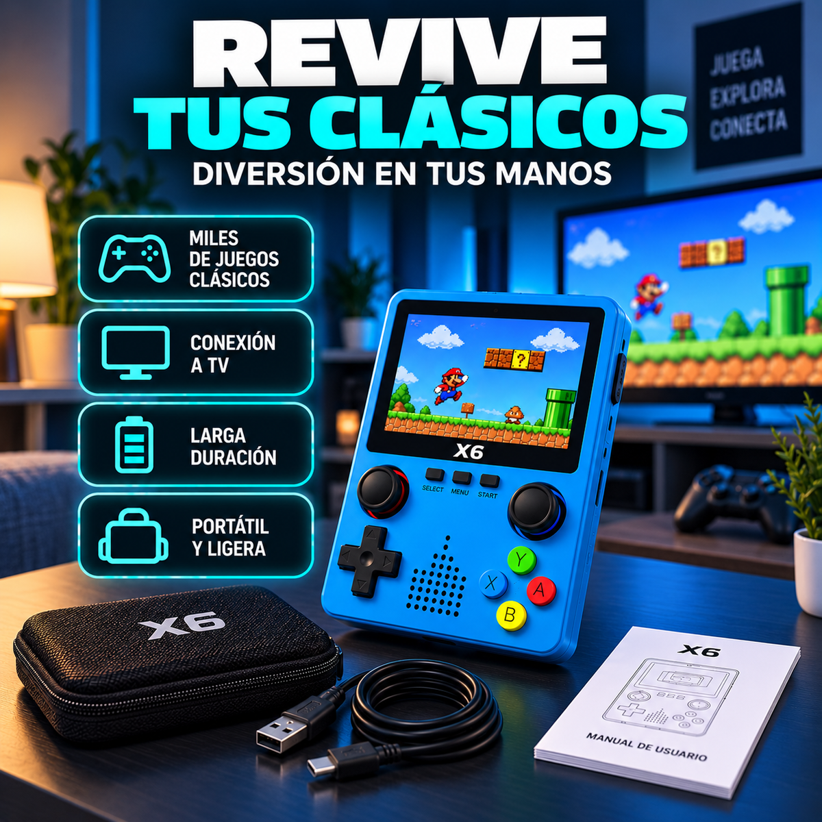 Consola Portátil Videojuegos RETRO X6+10.000 Juegos