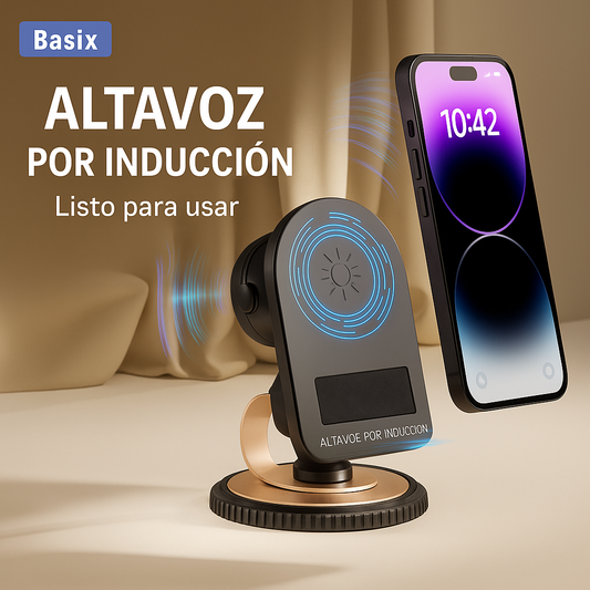 SOPORTE PARLANTE POR INDUCCIÓN PARA TELEFONO CELULAR