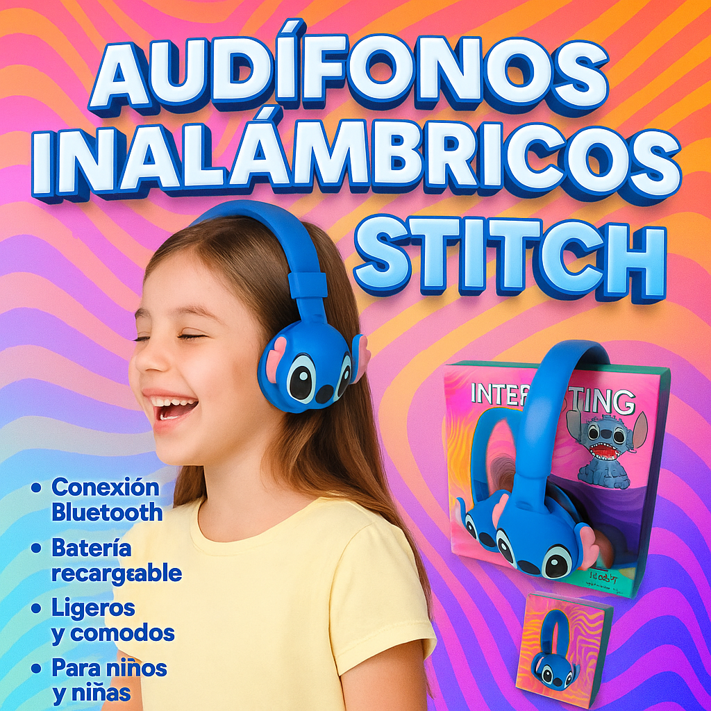 Audífonos Inalámbricos de Stitch con Bluetooh - 😱50% DE DESCUENTO😱