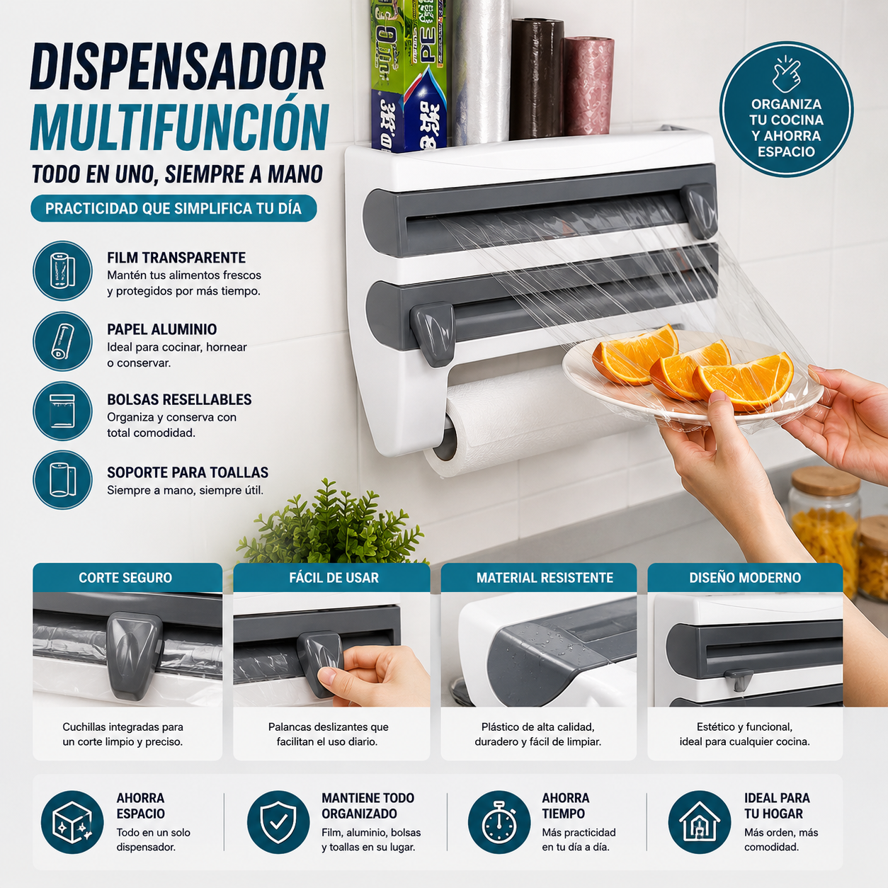 Dispensador Papel De Cocina Multiuso
