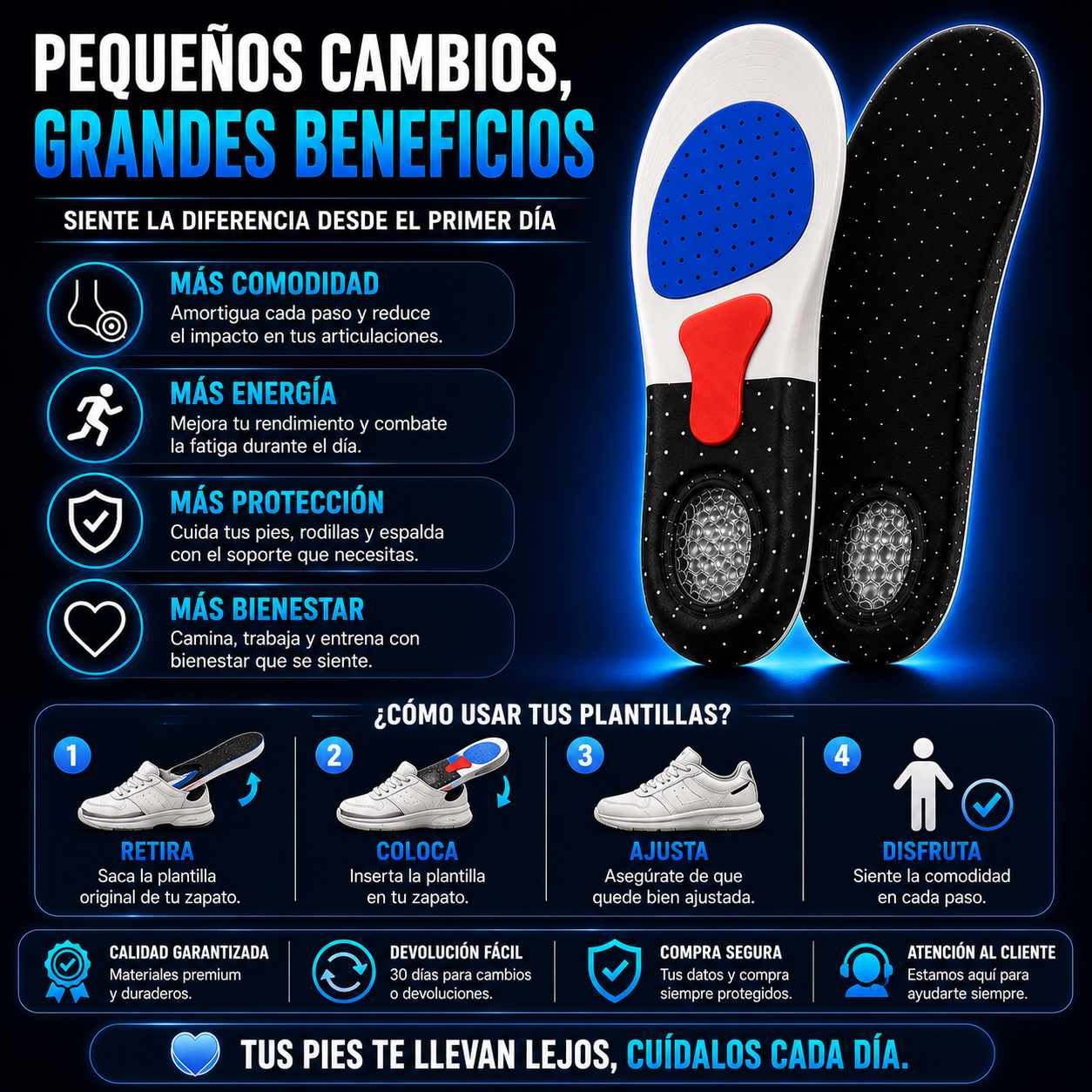 Plantillas Ortopédicas | Alivia Dolor de Pies y Fascitis Plantar + ENVÍO GRATIS 🚚