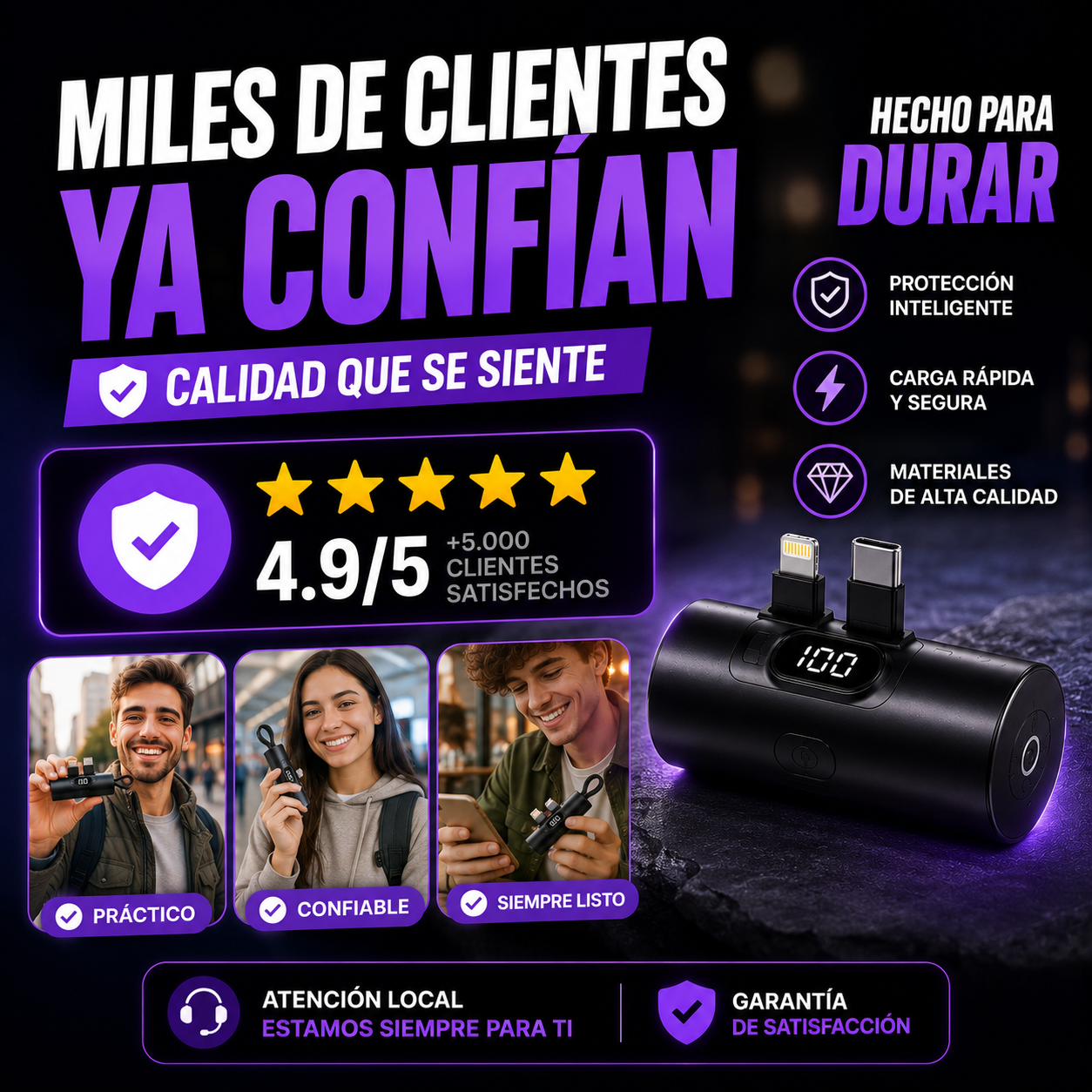 Cargador Portátil para celular tipo llavero+ ENVÍO GRATIS 🚚