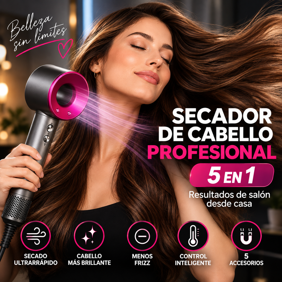 Secador Moldeador de Cabello Profesional 5 en 1