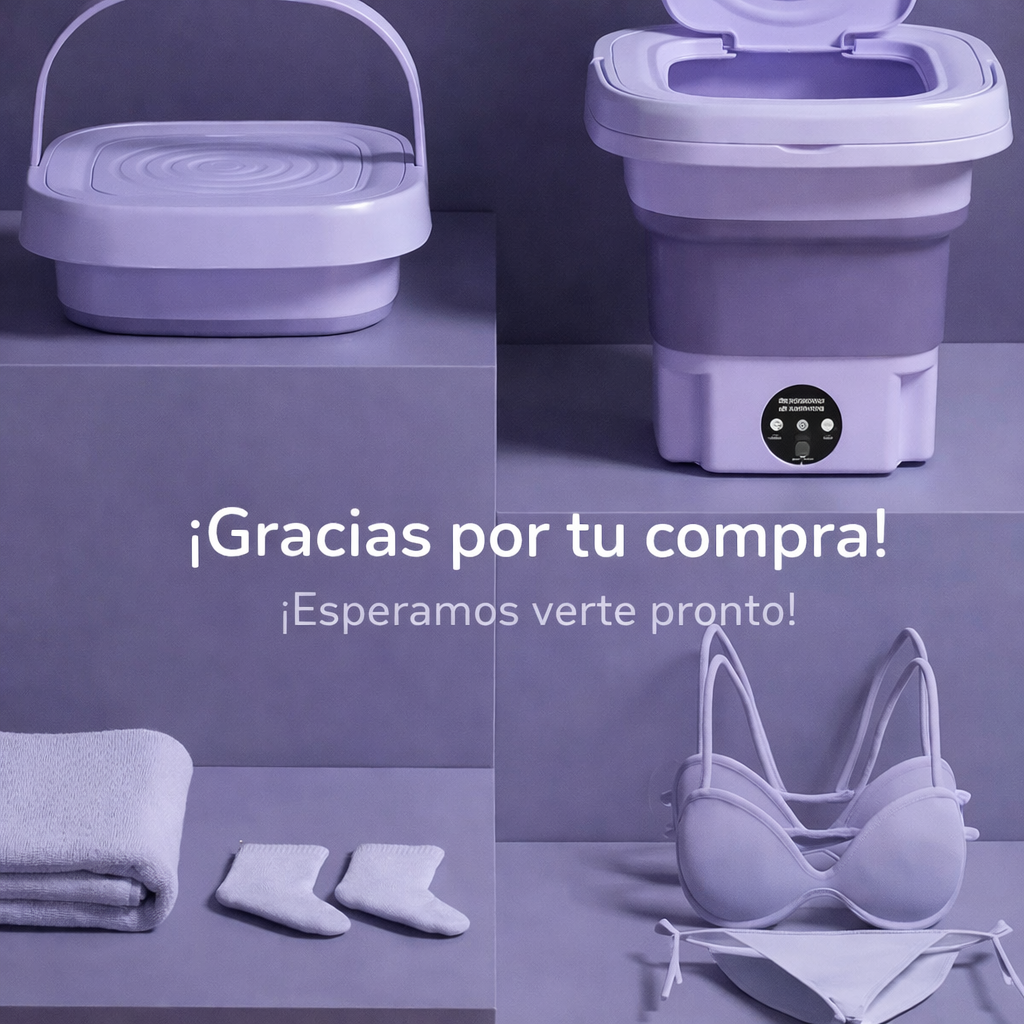 Lavadora Portátil Plegable con Esterilización por Luz Azul e Iones de Plata + ENVÍO GRATIS 🚚