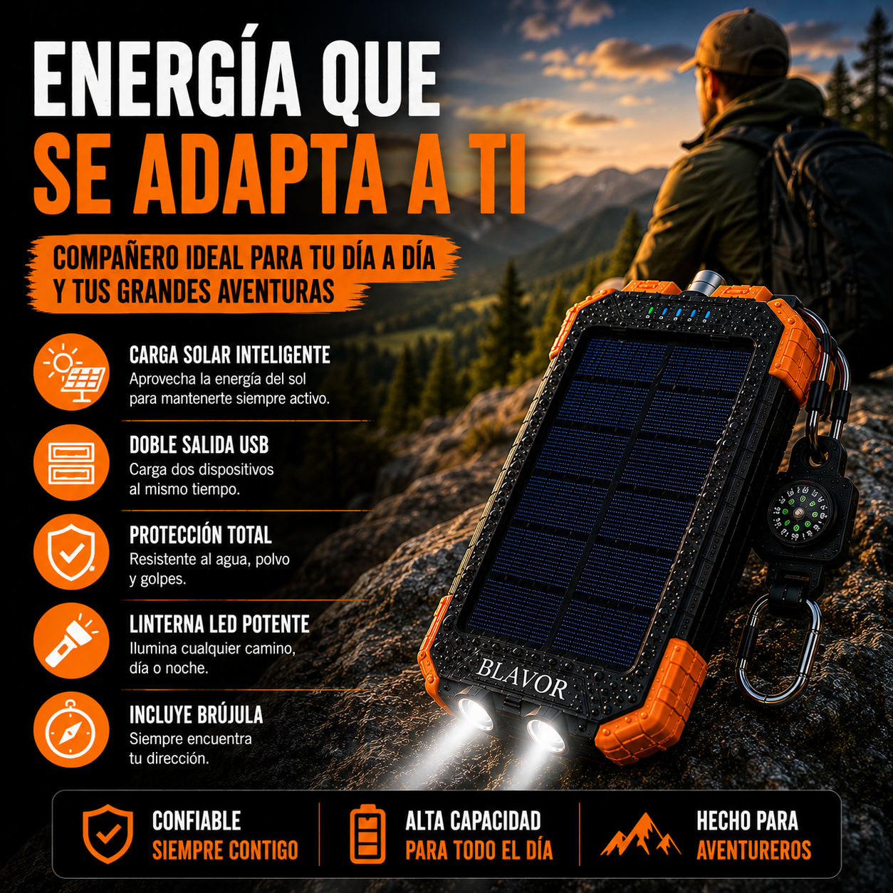 Power Bank Solar BLAVOR – Energía Extrema para Todas Tus Aventuras+ ENVÍO GRATIS 🚚