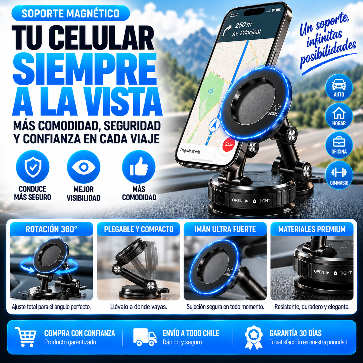 Soporte magnético celular Premium Rotativo multi propósito