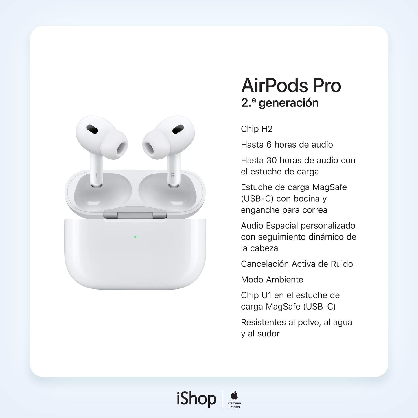 Apple OEM audífonos Airpods Pro2 Bluetooth 5.3 TWS Auriculares , Con Carga Inalámbrica GPS Audio Espacial