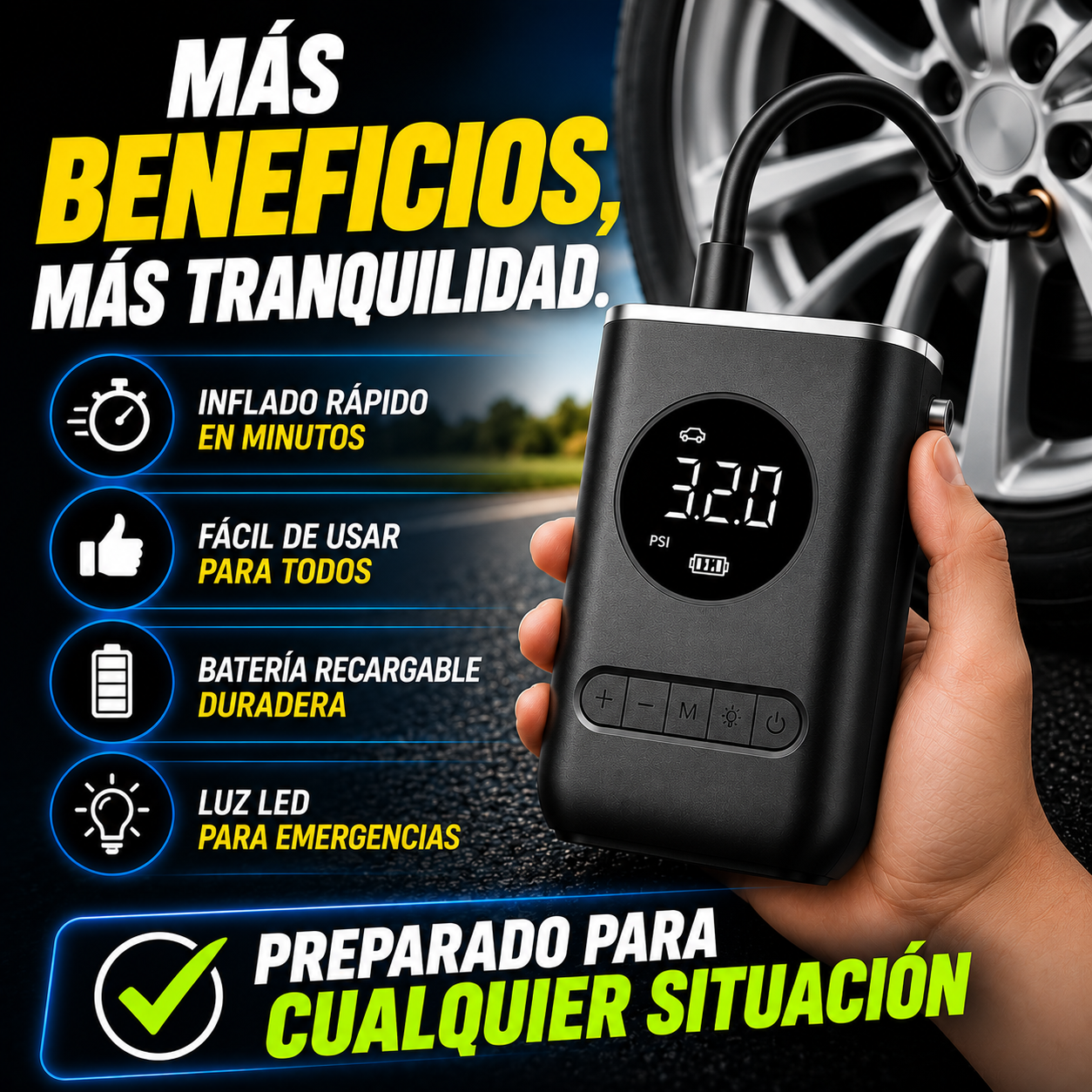 💫Inflador de Aire Portátil Recargable- Infla rápido y seguro💫 ✨+ ENVÍO GRATIS 🚚