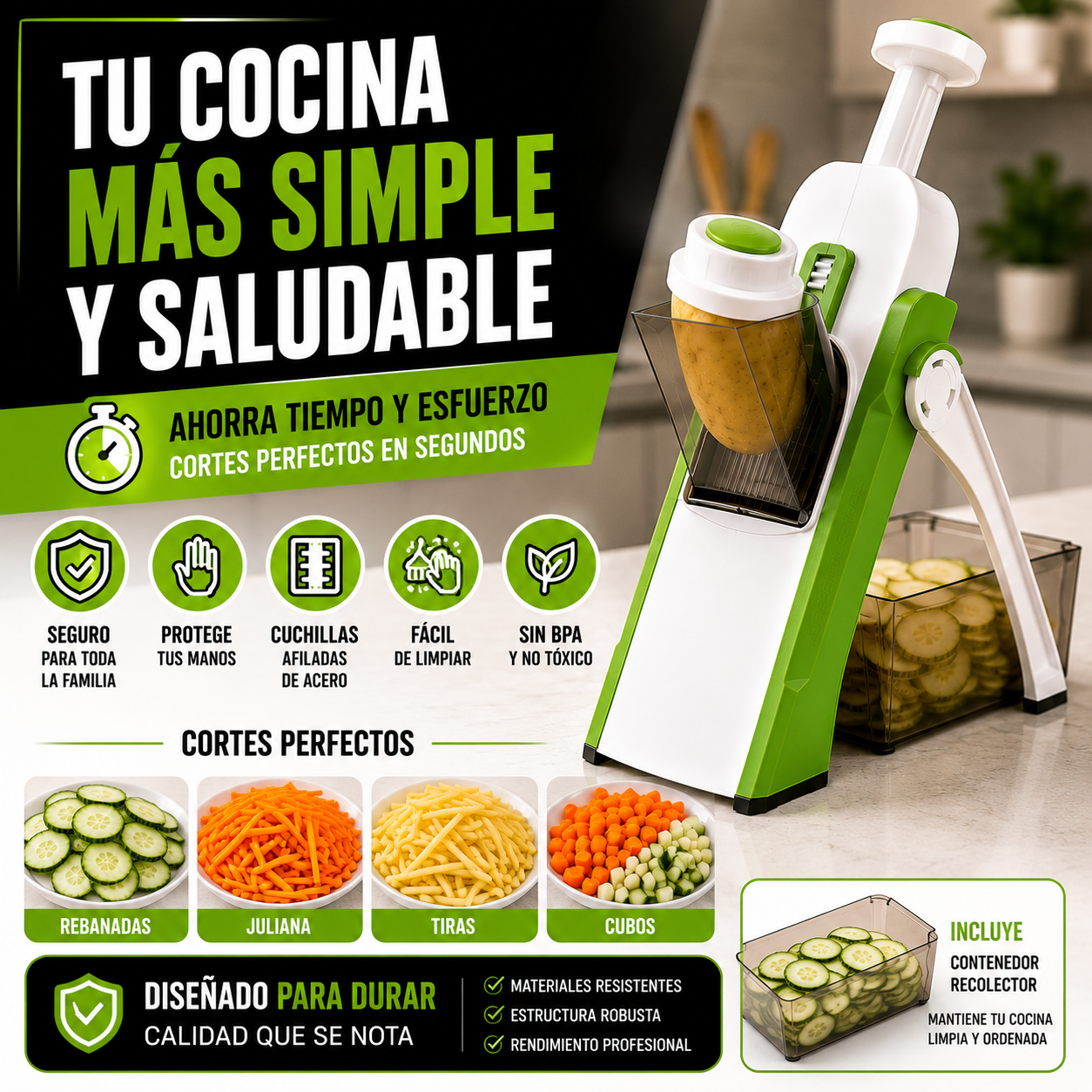 Cortador-Rallador Frutas y Vegetales+ ENVÍO GRATIS 🚚
