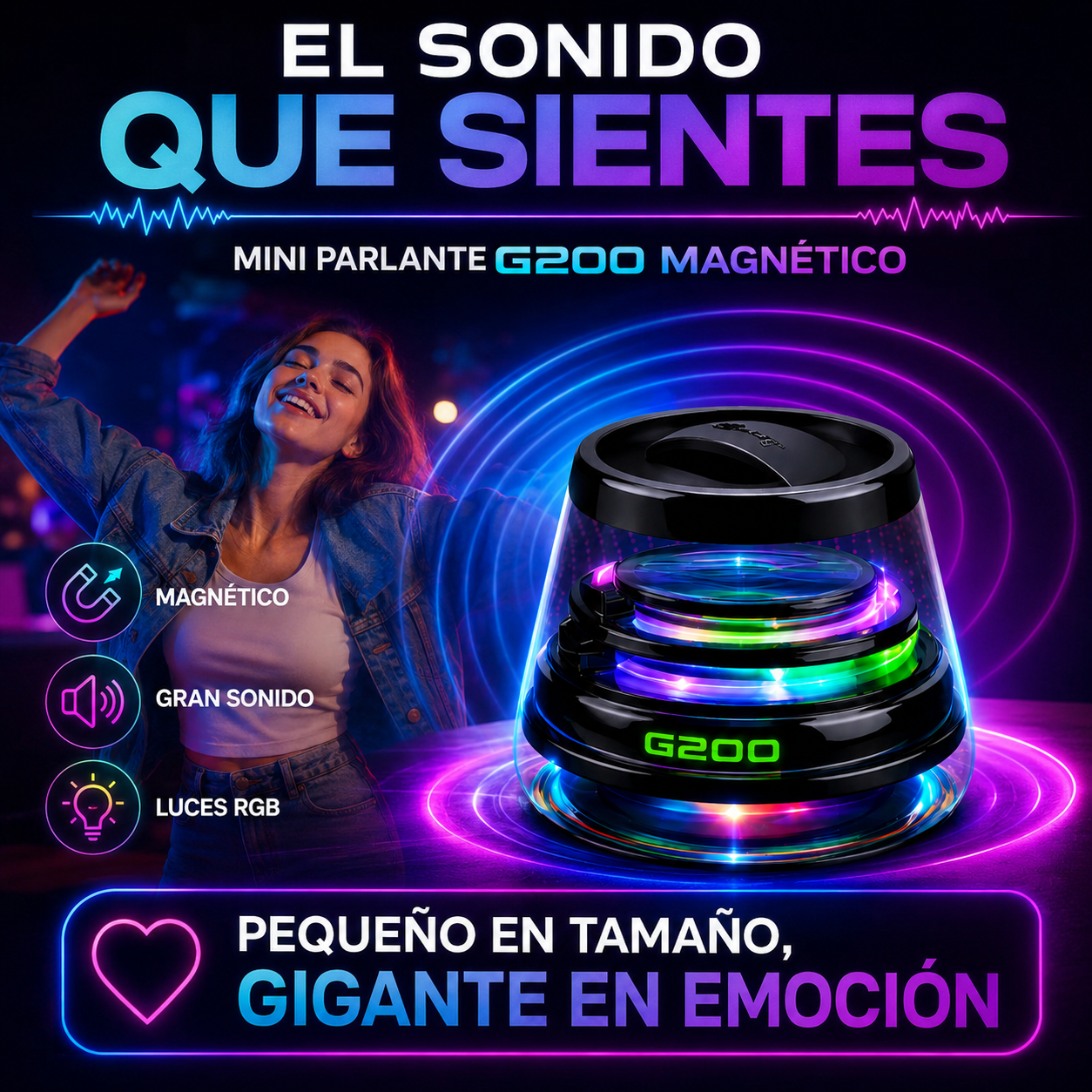 Mini Parlante Magnético portátil Multiuso-Sonido potente+ ENVÍO GRATIS 🚚