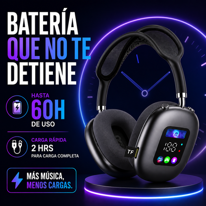 Akz Max600 Auriculares Inalámbricos Over-Ear con Pantalla Digital