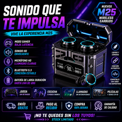 Audífonos Inalámbricos M25 TWS+ENVÍO GRATIS