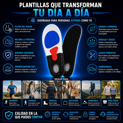 Plantillas Ortopédicas | Alivia Dolor de Pies y Fascitis Plantar + ENVÍO GRATIS 🚚