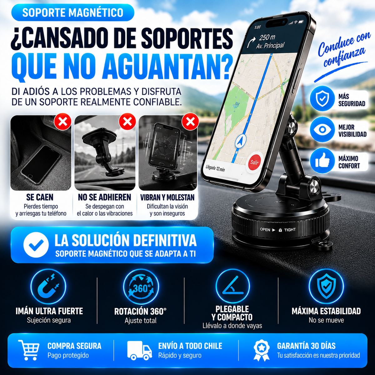 Soporte magnético celular Premium Rotativo multi propósito
