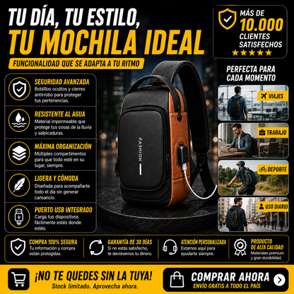 BOLSO ANTIRROBO CON CARGA USB+BLOQUEO