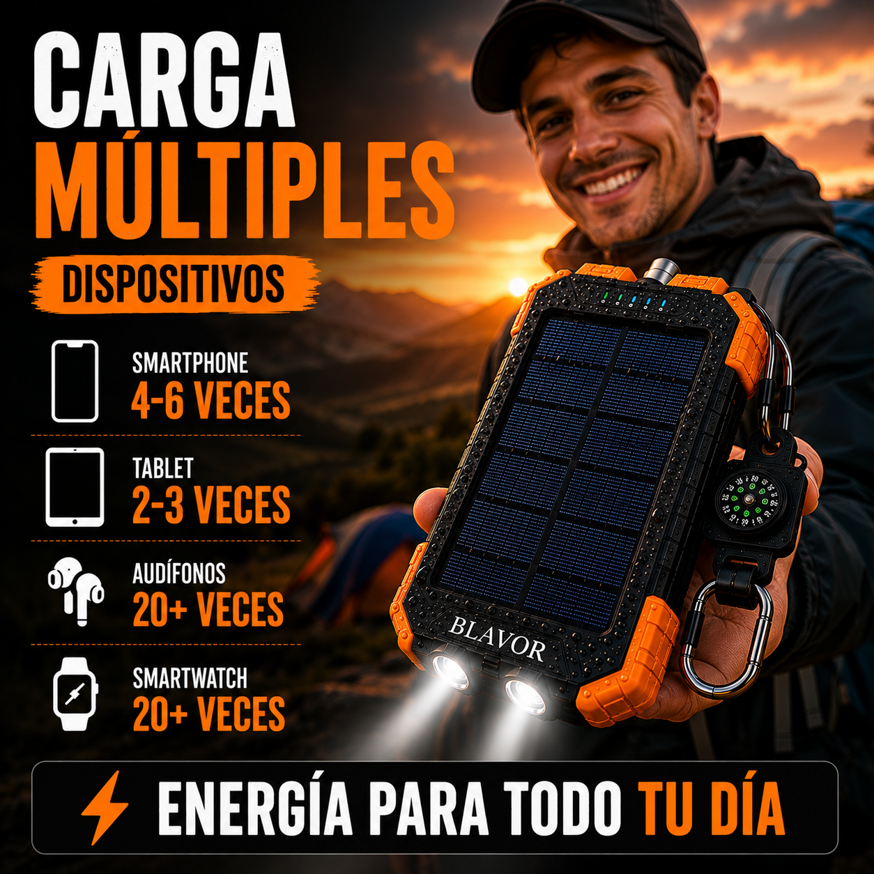 Power Bank Solar BLAVOR – Energía Extrema para Todas Tus Aventuras+ ENVÍO GRATIS 🚚