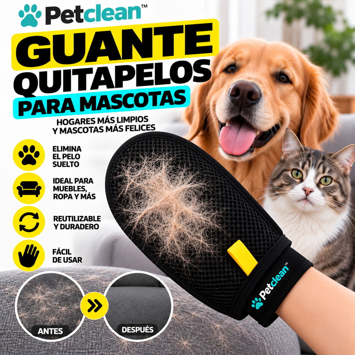 Pack 3 Guantes Quita Pelos PetClean™ (1 Unidad)