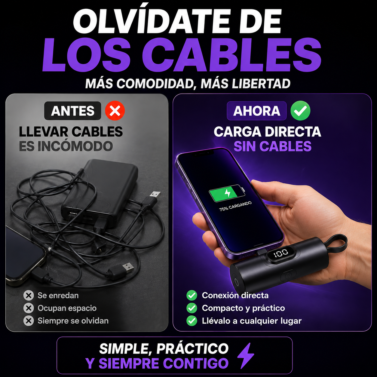 Cargador Portátil para celular tipo llavero+ ENVÍO GRATIS 🚚
